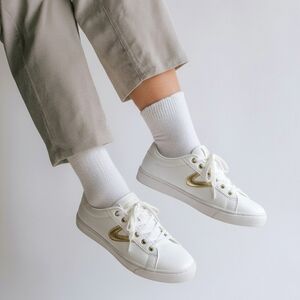 White and Gold Women's Sneakers